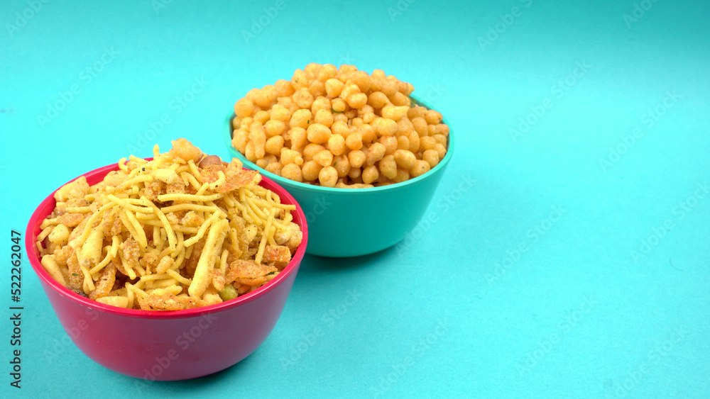 Indian Snacks, Traditional Indian deep fried salty dish called chivda