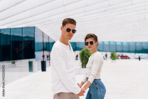 Happy cheerful couple in sunglasses © Andrii