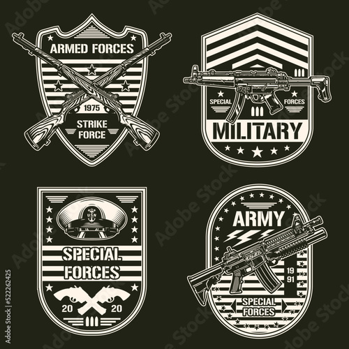 Army set vintage monochrome emblem