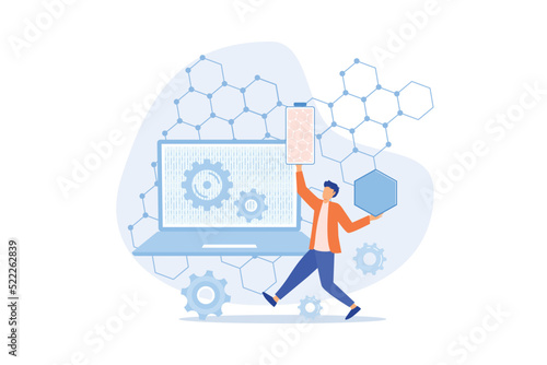 Graphene technologies Artificial graphene compound, carbon dioxide nanomaterial, modern science revolution, high-frequency electronic sensors flat design modern illustration