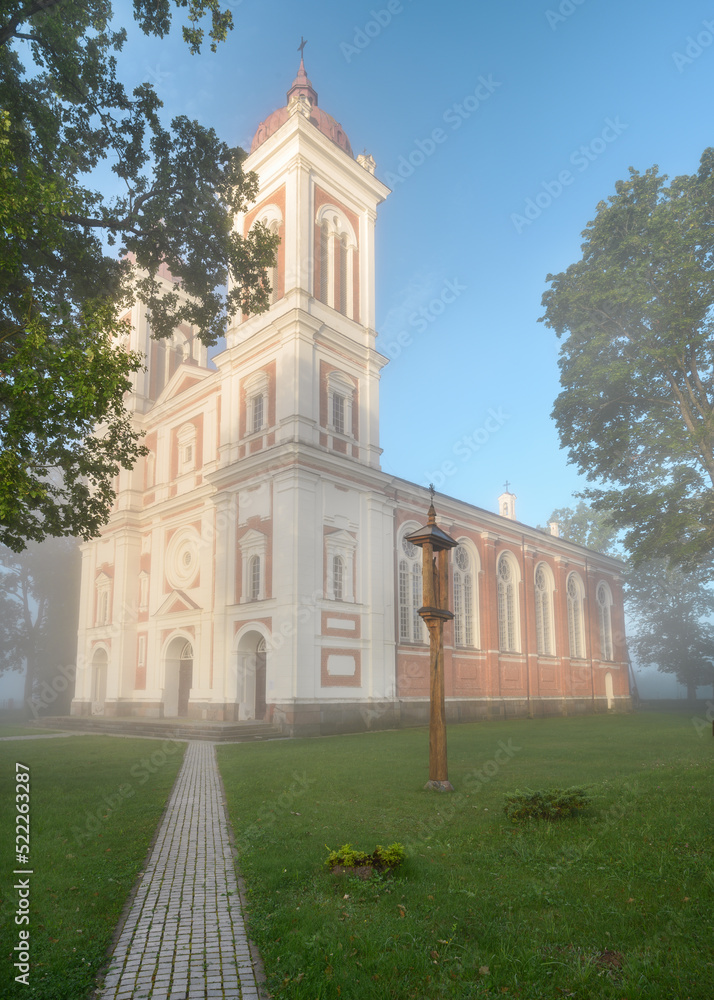 Jurbarkas district, Lithuania. 08-08-2022 Seredzius St. John the Baptist Church - a Catholic church in the town of Seredžius, Jurbarkas district, at the confluence of the Dubysa and Nemunas rivers.