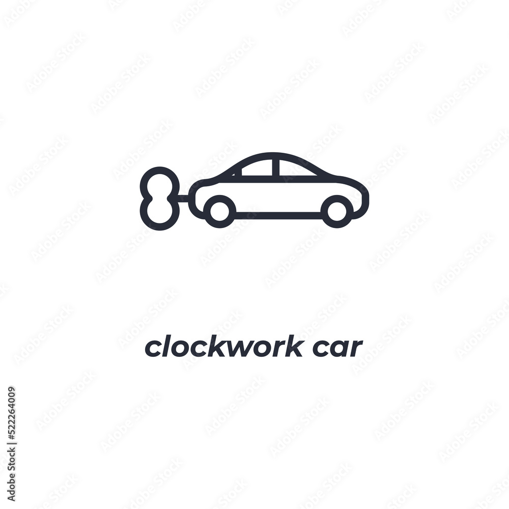 clockwork car line icon. linear style sign for mobile concept and web design. Outline vector icon. Symbol, logo illustration. Vector graphics