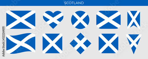 Scotland flag set. Vector illustration isolated on white background photo
