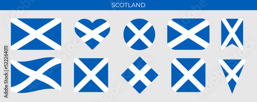 Scotland flag set. Vector illustration isolated on white background