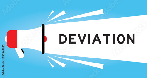 Color megaphone icon with word deviation in white banner on blue background