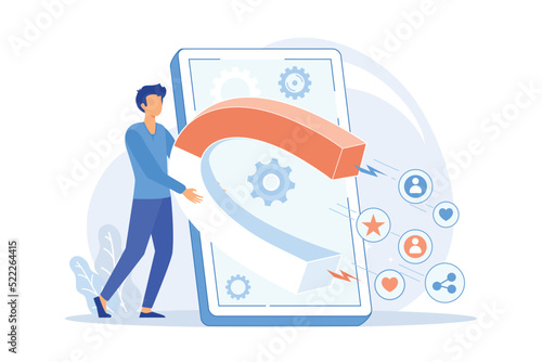 Engagement marketing Internet marketing, engagement management, active participation, online commerce, smm strategy, interactive flat design modern illustration