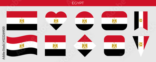Egypt flag set. Vector illustration isolated on white background