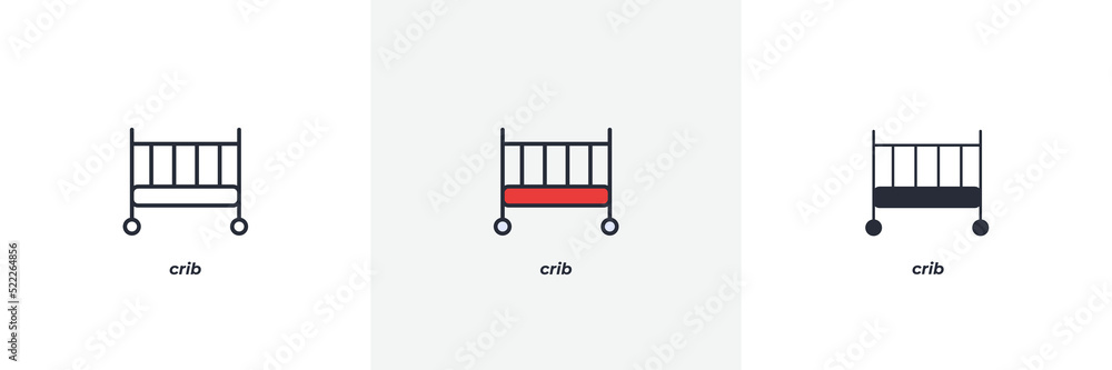 crib icon. Line, solid and filled outline colorful version, outline and filled vector sign. Idea Symbol, logo illustration. Vector graphics crib icon. Line, solid and filled outline colorful version, outline and filled vector sign. Idea Symbol, logo illustration. Vector graphics