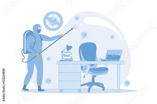 Commercial cleaning Cleaning industry service, maintenance office cleanup, healthy safe environment, upholstery, sanitation, power washing flat design modern illustration