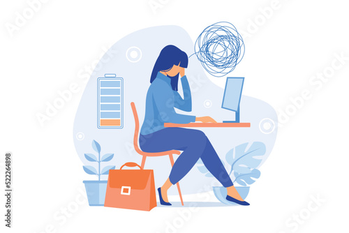 Emotional burnout Psychological breakdown, burnout, emotional overload, psychologist consultation, mental health, stress and anxiety flat design modern illustration