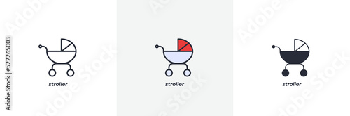 stroller icon. Line, solid and filled outline colorful version, outline and filled vector sign. Idea Symbol, logo illustration. Vector graphics