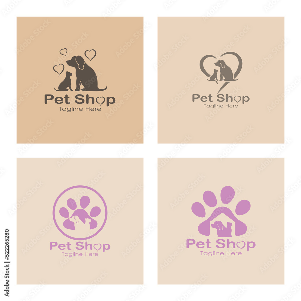 pet shop logo design icon illustration template vector with modern concept pet shop logo design icon illustration template vector with modern concept