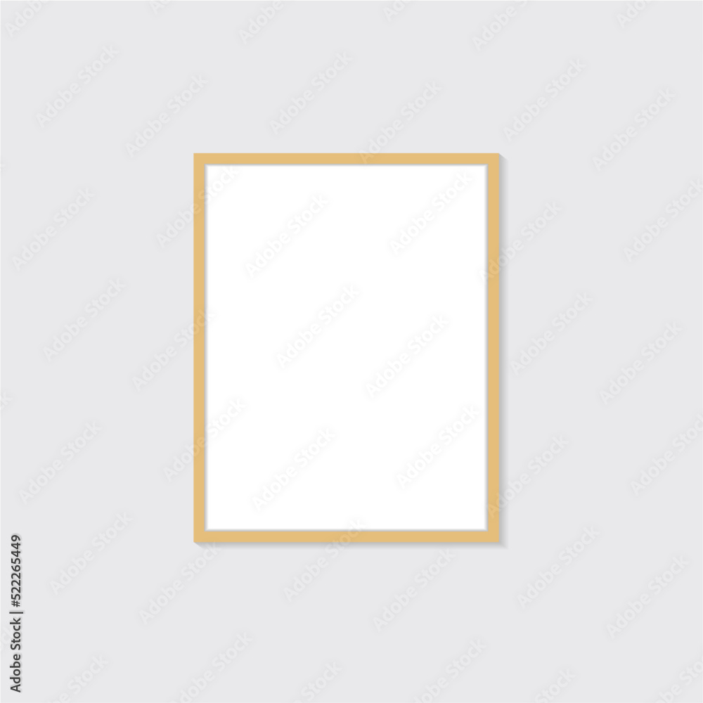 Blank Wooden Photo Painting Frame on Light Grey Wall Vector Background Illustration Blank Wooden Photo Painting Frame on Light Grey Wall Vector Background Illustration