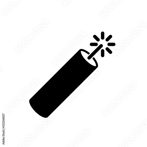 Dynamite stick icon. Dynamite isolated icon. Black sign. Vector illustration.