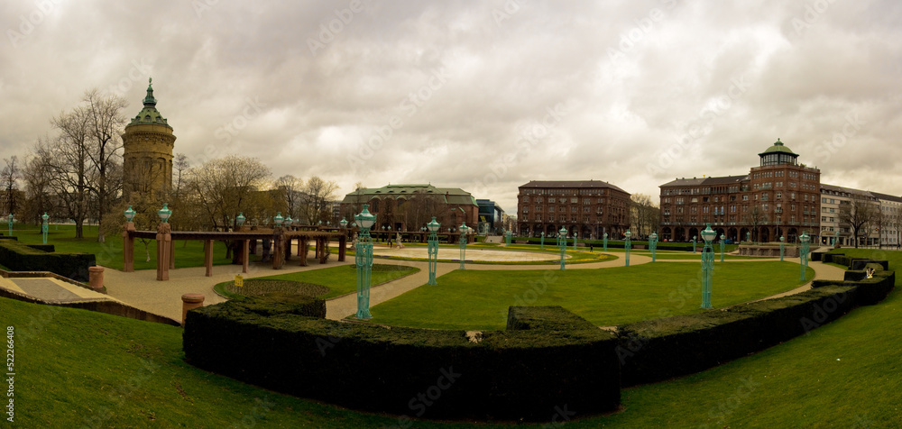 Obraz premium Mannheim Wasserturm Rosengarten Panorama Kunsthalle 
