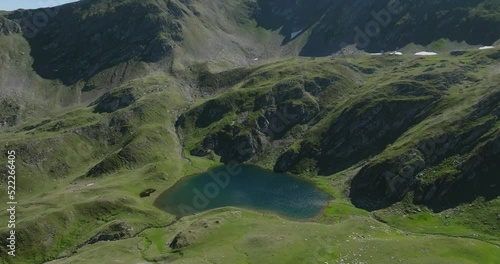 aerial view of Galbena Lake in fagaras mountains photo