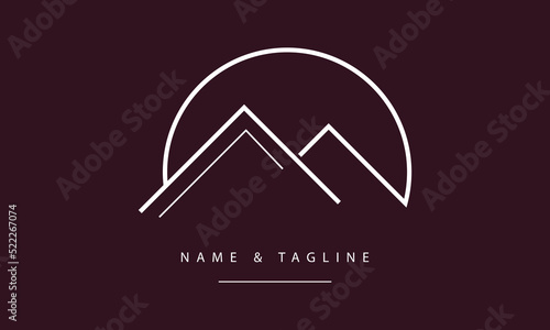 A line art icon logo of a mountain