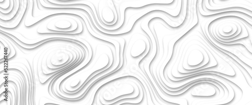 Abstract design with white background and realistic papercut decoration textured with wavy layers and shadow. papercut and multi layer cutout geometric pattern papercut andmulti layer cutout geometric