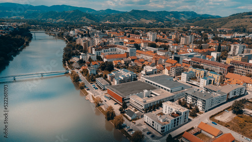 Fotografie Maribor, Slovenia Drava river on a sunny day