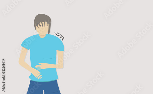 Man feel pain in stomach vector illustration.