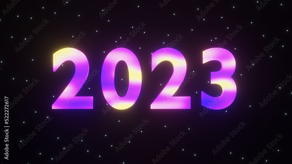 2023 new year numbers, 3d render with neon lighting 2023 new year numbers, 3d render with neon lighting