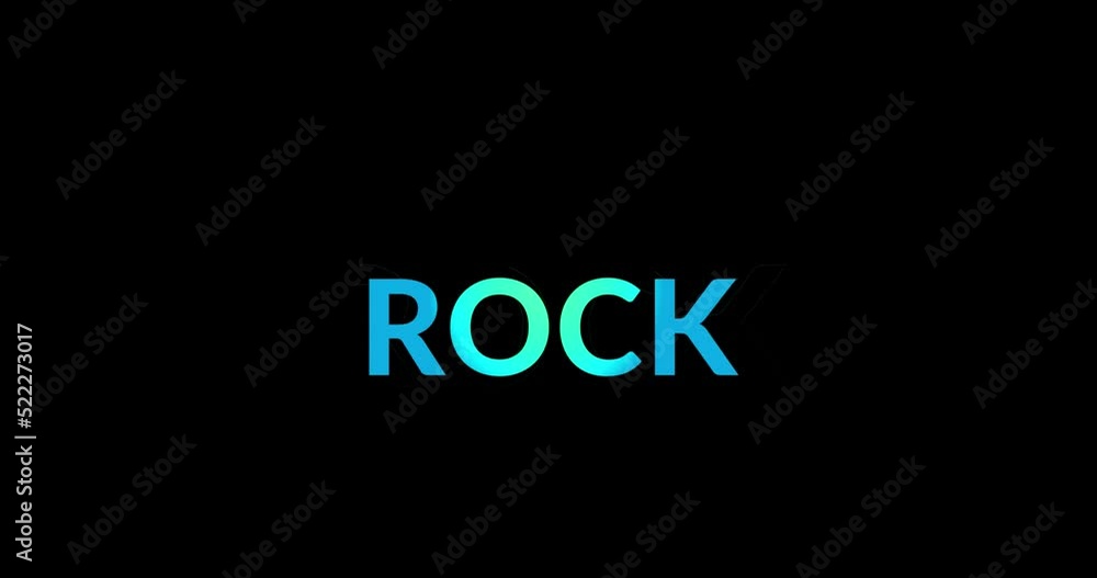 Animation of rock text on black background Animation of rock text on black background