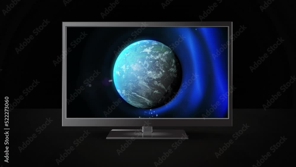 Animation of tv with globe on black background Animation of tv with globe on black background