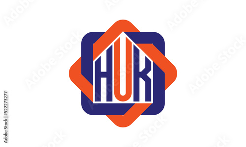 HUK three letter real estate logo with home icon logo design vector template | construction logo | housing logo | engineering logo | initial letter logo | minimalist logo | property logo | photo