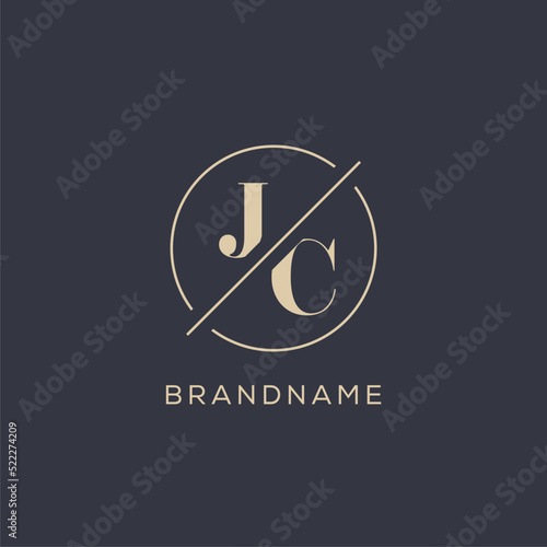 Initial letter JC logo with simple circle line, Elegant look monogram logo style