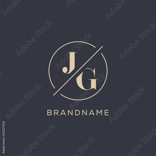 Initial letter JG logo with simple circle line, Elegant look monogram logo style photo