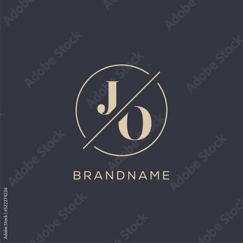 Initial letter JO logo with simple circle line, Elegant look monogram logo style