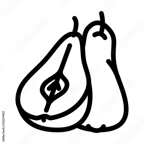 pear yellow cut line icon vector. pear yellow cut sign. isolated contour symbol black illustration