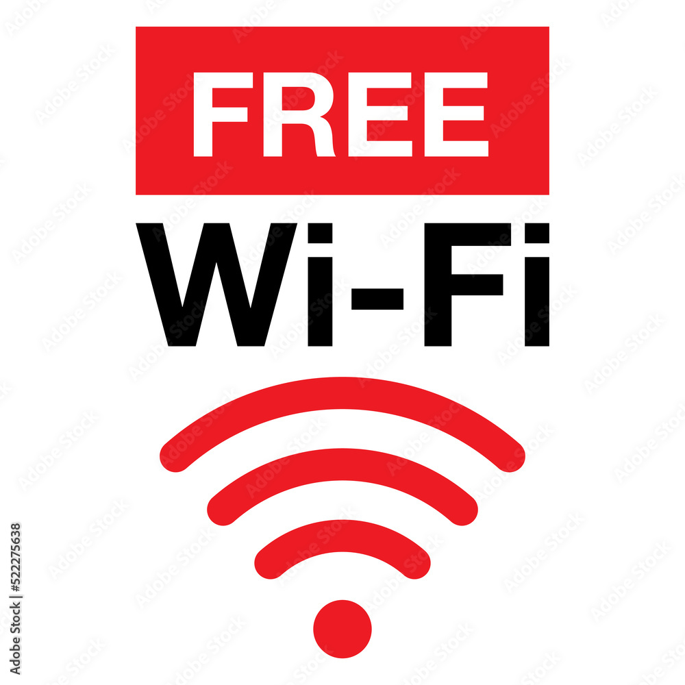 Free WiFi zone icon. Wifi sign wave signal Vector illustration. Stock