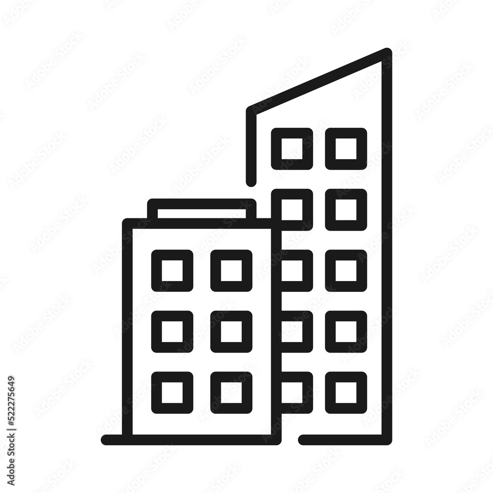 Office building outline icon. Apartment vector illustration Office building outline icon. Apartment vector illustration