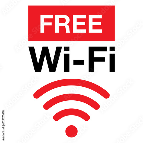 Free WiFi zone icon. Wifi sign wave signal Vector illustration.