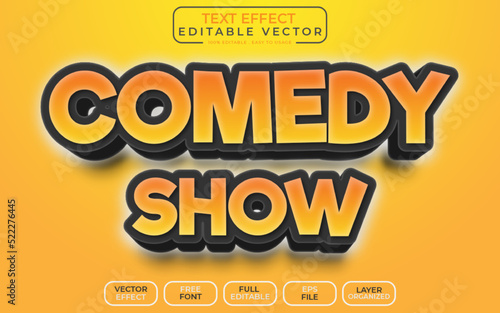 Comedy Show 3D Text Style Editable text effect EPS File