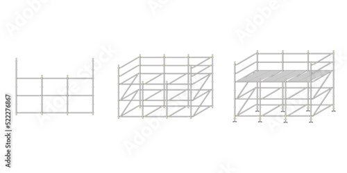 scaffolding, white background, used in construction areas.
