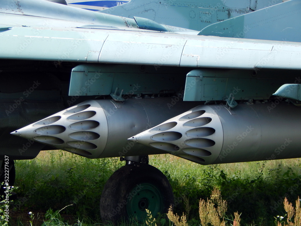 Obraz premium Armament of aircraft and helicopters rockets, bombs, cannons
