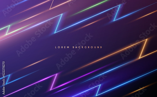 Abstract neon lightnings background with glow effect
