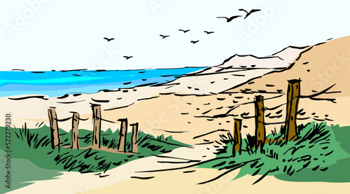 beach in the sea vector for card illustration background