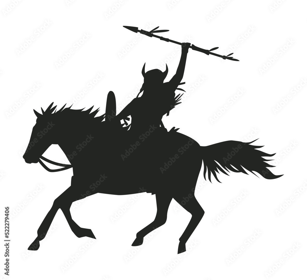 native warrior running in horse