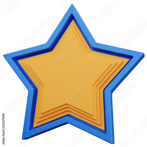 3d rendering blue and yellow star stack isolated
