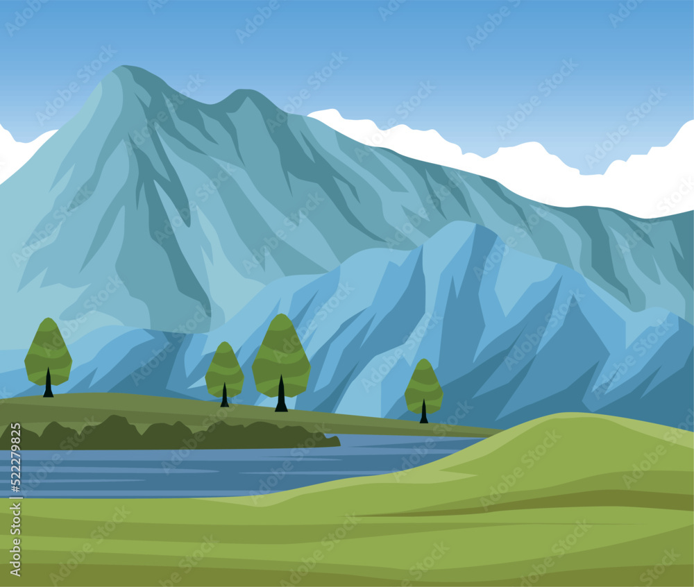 mountains and lake landscape