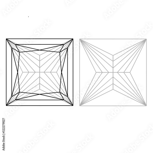 Sketch of a princess cut diamond on white background. princess cut diamond shape and design vector illustration EPS format