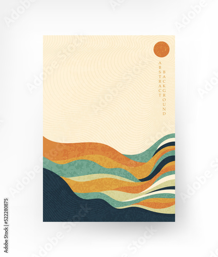 Abstract landscape in Japanese style. Vector.