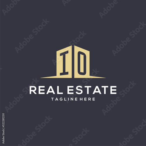 Monogram IO logo for construction with simple building shape icon design