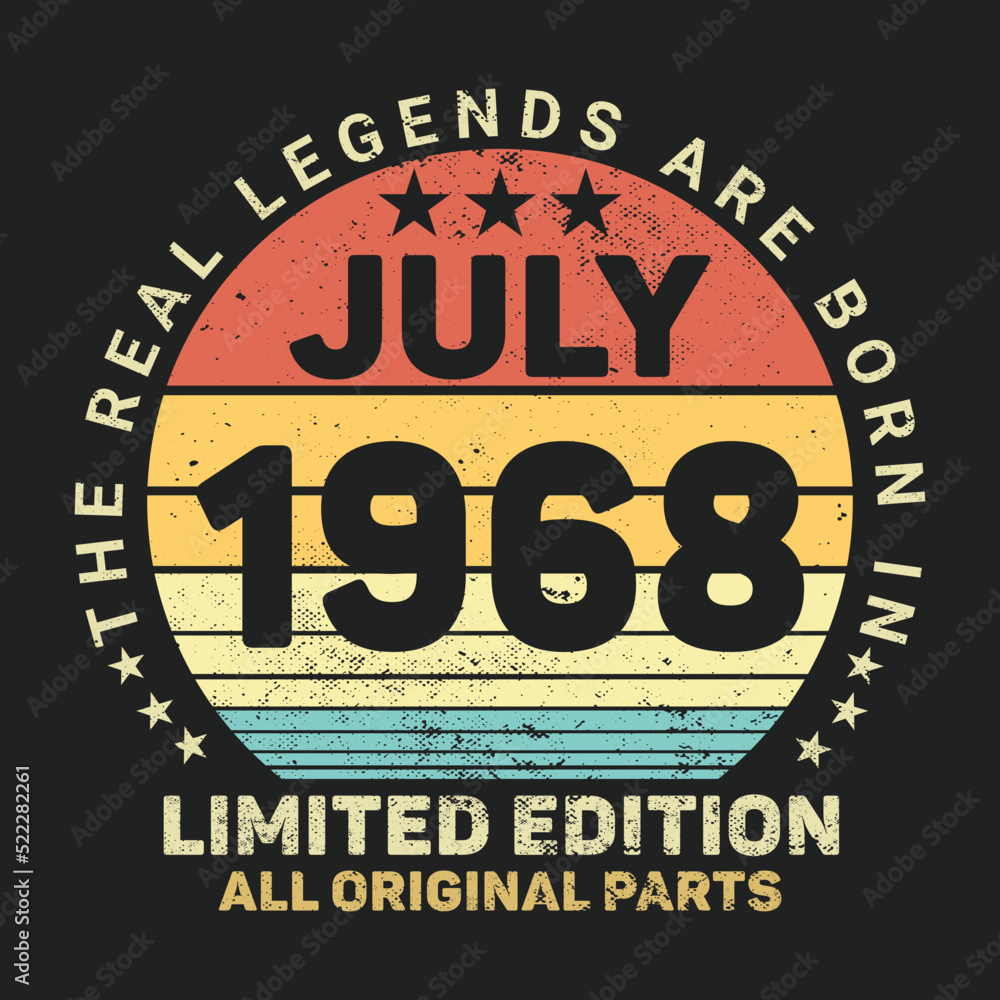 The Real Legends Are Born In July 1968, Birthday gifts for women or men, Vintage birthday shirts for wives or husbands, anniversary T-shirts for sisters or brother