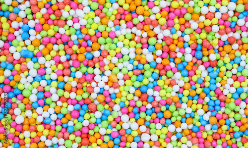 top view close-up texture Sugar candy is a small circle rainbow colorful