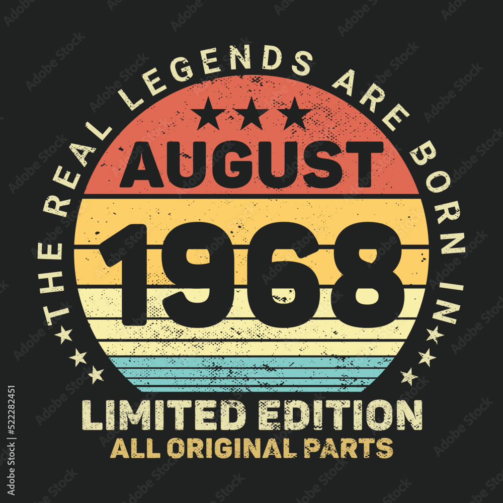 The Real Legends Are Born In August 1968, Birthday gifts for women or men, Vintage birthday shirts for wives or husbands, anniversary T-shirts for sisters or brother