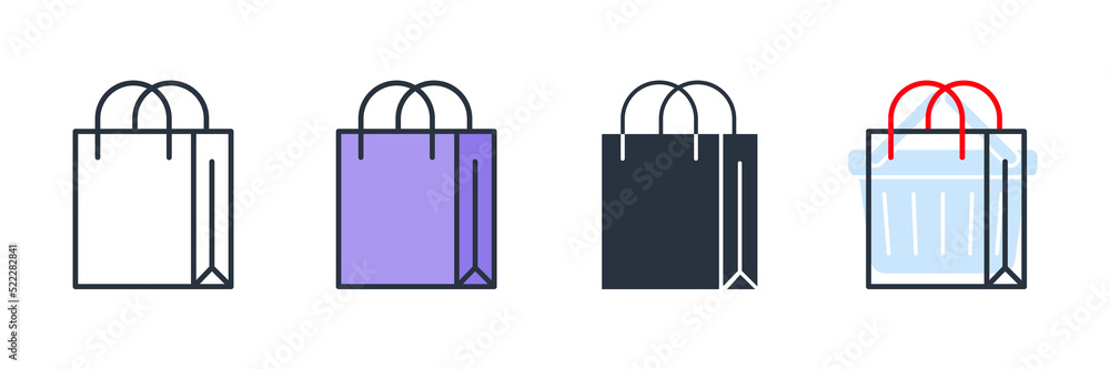 shopping bag icon logo vector illustration. Grocery bag symbol template for graphic and web design collection Stock Vektorgrafik Adobe Stock